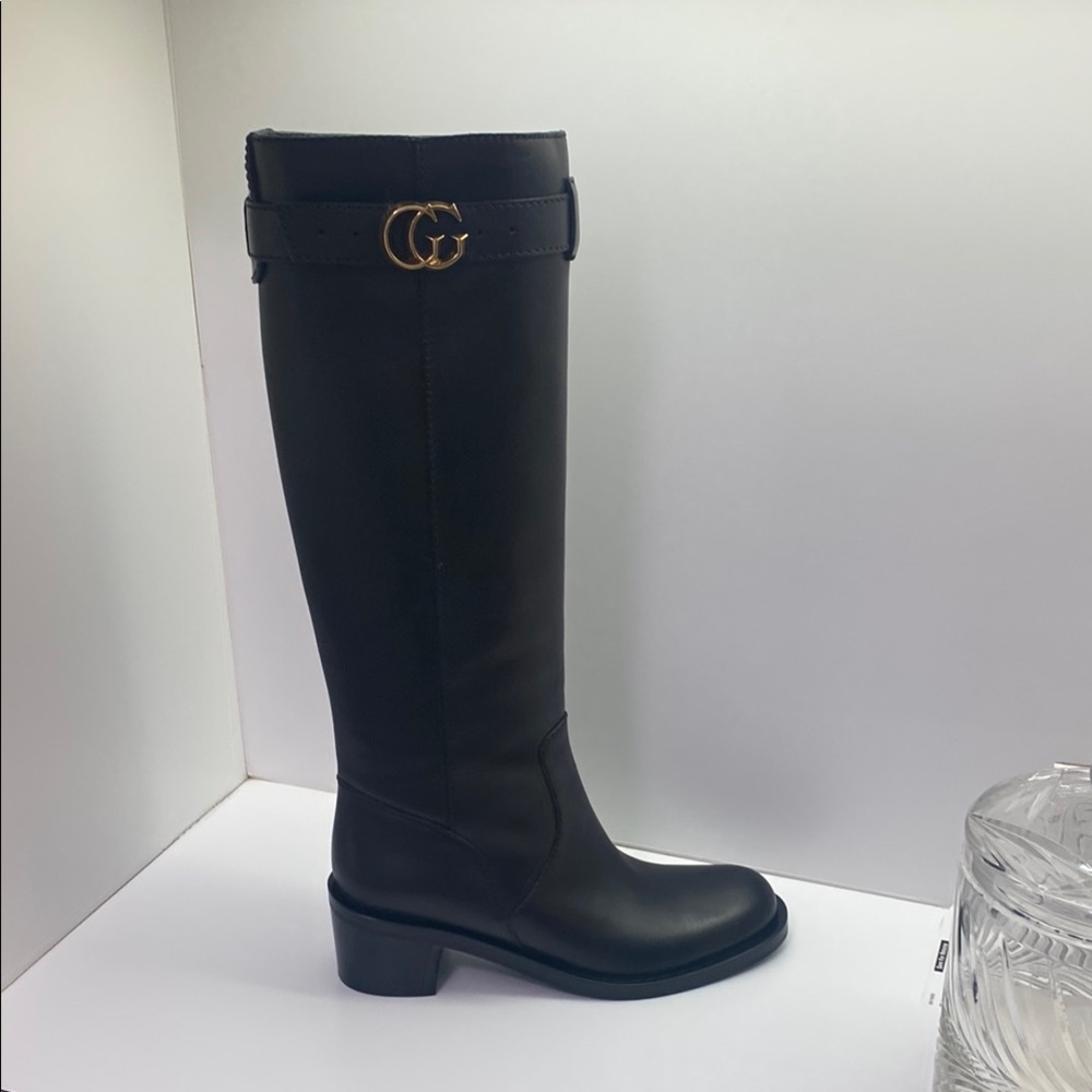 Gucci Black Over the Knee Boots with GG Logo